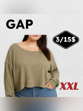 🔶3/15$🇺🇸✌️FAIR GAP | XXL | Olive oversized waffle long sleeves sweater ❗️read